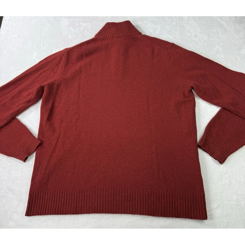 J. Crew Sweater 1/4 Zip Lambswool Mens‎ XLT Burnt Orange Red Classic Mock Neck